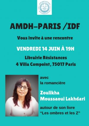 الكاتبة زوليخا موساوي الأخضري توقع كتابها "Les Ombres et les Z" بباريس