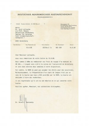 رسالة من  	د. هاينز ل. ناتانسكي (ألمانيا 10/08/1988) إلى د. سعيد علوش