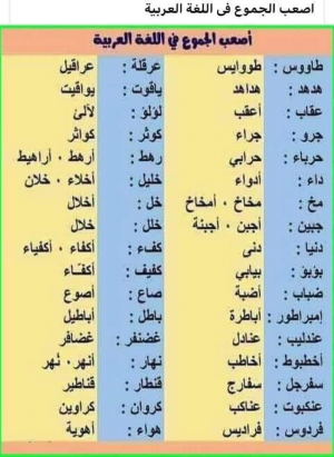 أصعب الجموع في اللغة العربية