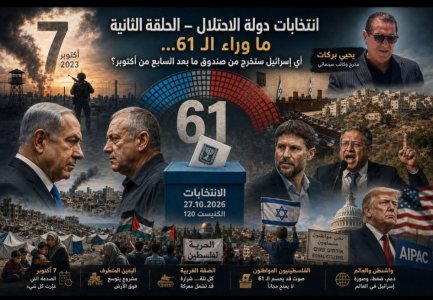يحيى بركات   -          انتخابات دولة الاحتلال  الحلفة الثانيه ما وراء الـ61...  أي إسرائيل ستخرج من صندوق  ما بعد السابع من أكتوبر؟